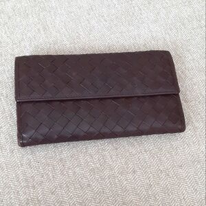 Lodis brown woven leather wallet